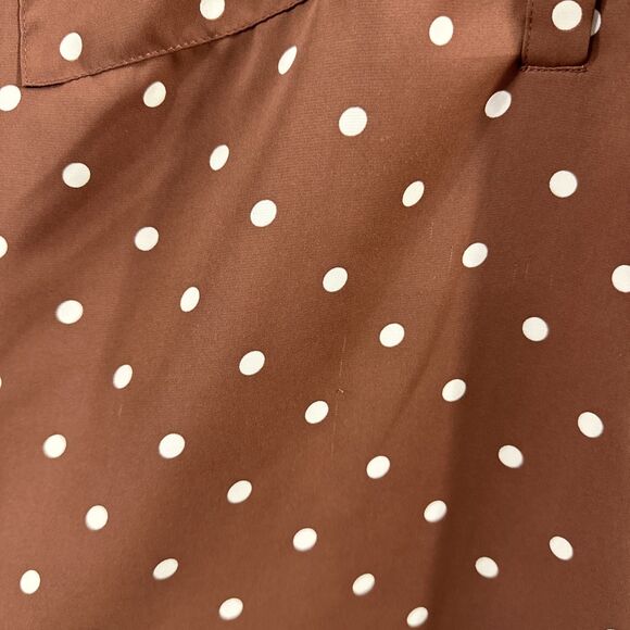 Torrid Harper Crepe De Chine Brown Polka Dot 3/4 Sleeve Top Womens Size 2 Career - Picture 6 of 11